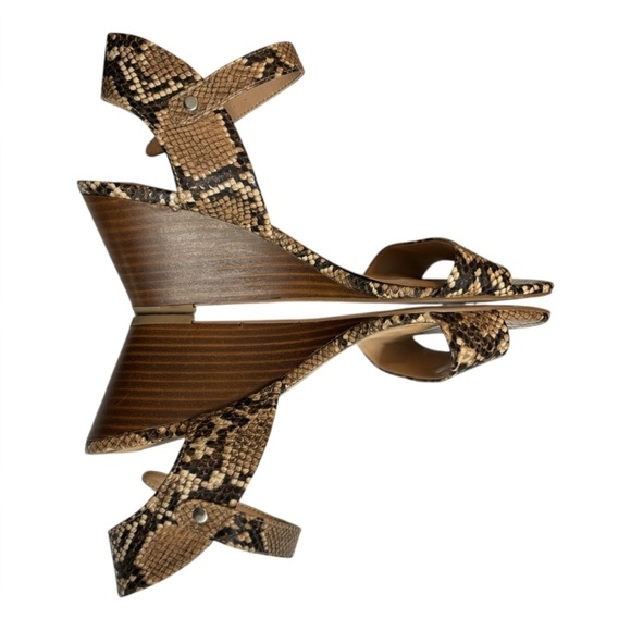 Steve Madden Graze Wedge Sandals Tan & Brown Snakeskin Size 9.5 Open Toe - Picture 10 of 14
